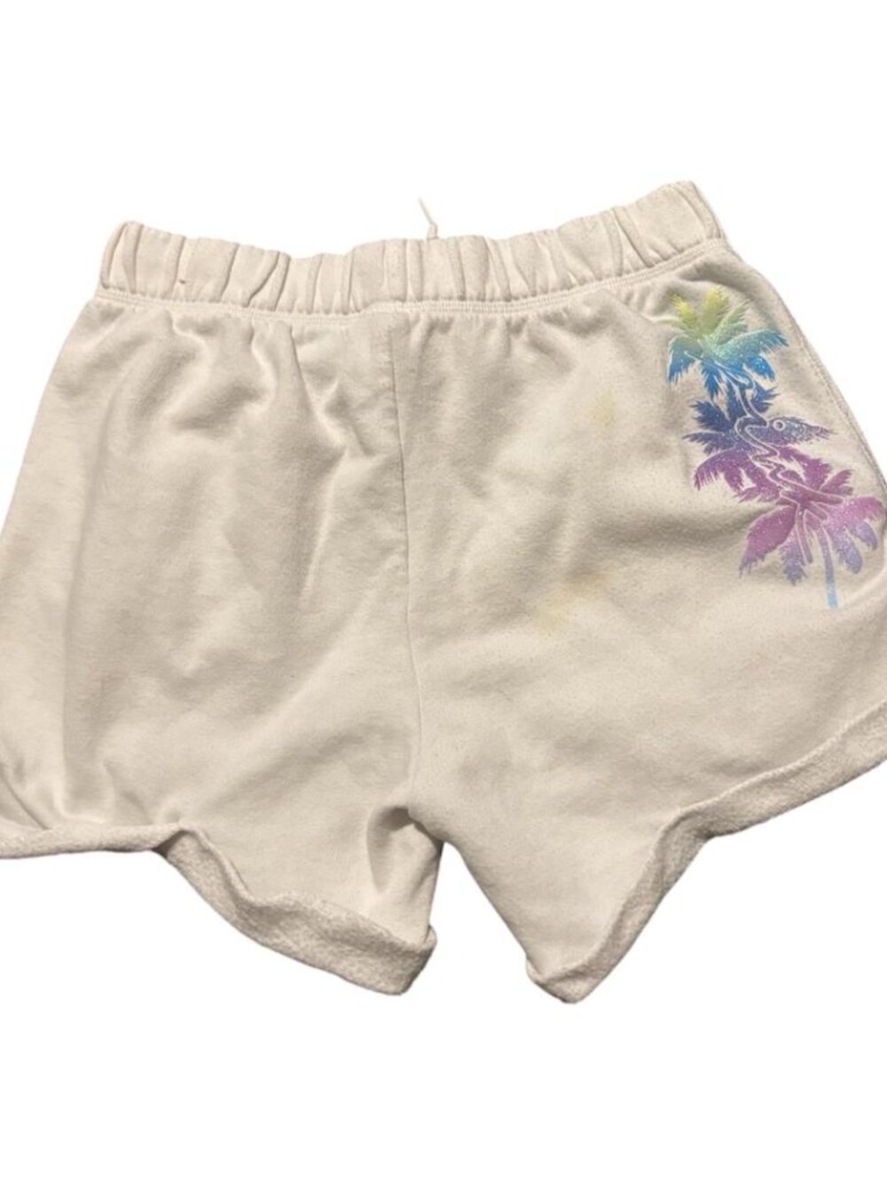 Victoria's Secret PINK Boyfriend White Shorts Multicolor Palm Tree Size Small